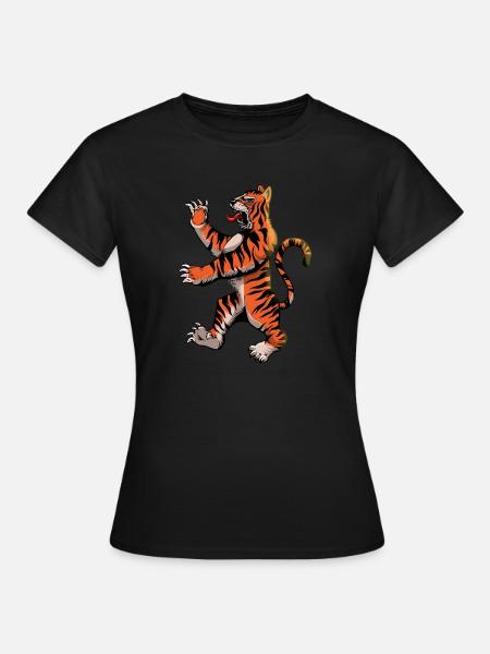 Cartoon Tiger - Frauen T-Shirt - Schwarz