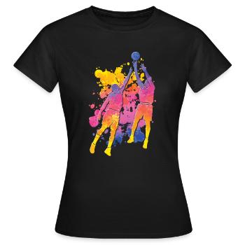 Basketteur Coloré Paint Slam Dunk Sports - T-shirt Femme - noir - Devant - AI Model Female 172 dark (172cm)
