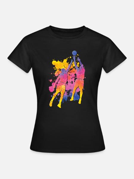 Basketball Player Colorful Paint Slam Dunk Sports - Women's T-Shirt - black