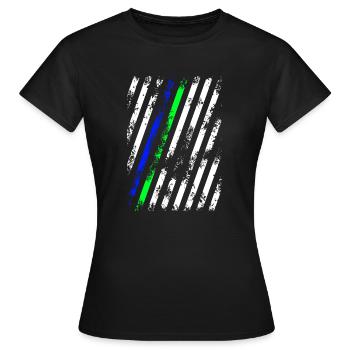 Stripes Weiß Blau Grün - Frauen T-Shirt - Schwarz - Vorne - AI Model Female 172 dark (172cm)