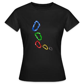 Karabiner - Frauen T-Shirt - Schwarz - Vorne - AI Model Female 172 dark (172cm)