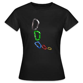 Karabiner - Frauen T-Shirt - Schwarz - Vorne - AI Model Female 172 dark (172cm)