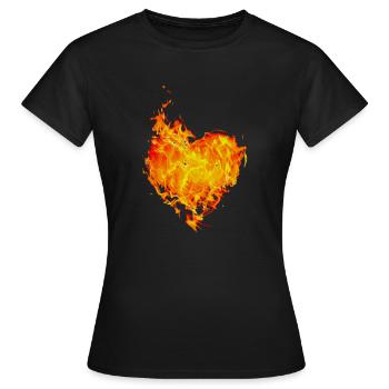 Cœur enflammé - T-shirt Femme - noir - Devant - AI Model Female 172 dark (172cm)