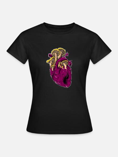 Coeur plein de champignons - T-shirt Femme - noir