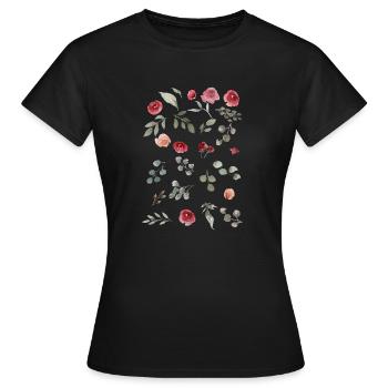 Blumen - Frauen T-Shirt - Schwarz - Vorne - AI Model Female 172 dark (172cm)