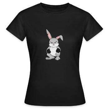 Angry Rabbit - Frauen T-Shirt - Schwarz - Vorne - AI Model Female 172 dark (172cm)