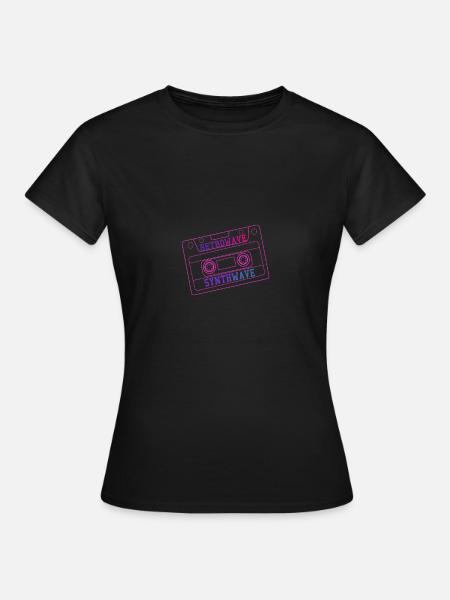 RetroWave SynthWave Kassette - Frauen T-Shirt - Schwarz
