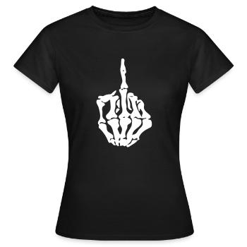 F*** Y**! Doigt d'honneur squelette - T-shirt Femme - noir - Devant - AI Model Female 172 dark (172cm)