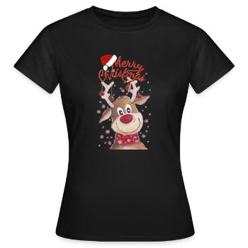 Weihnachtsrentier - Frauen T-Shirt - Schwarz - Vorne - AI Model Female 172 dark (172cm)
