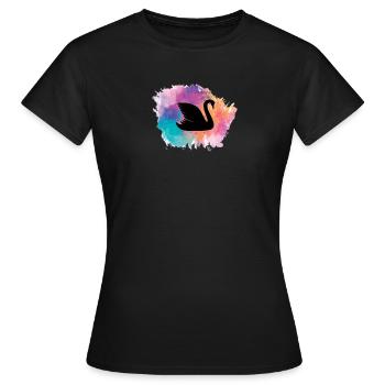 cygne oiseau oiseau d’eau cygne animaux étang étang - T-shirt Femme - noir - Devant - AI Model Female 172 dark (172cm)