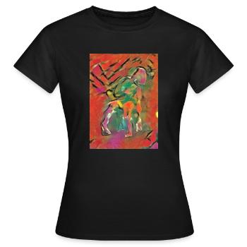 Auf dem mehrfarbigen Stuhl - Frauen T-Shirt - Schwarz - Vorne - AI Model Female 172 dark (172cm)