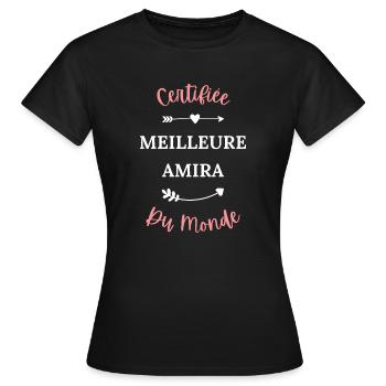 Certifiée meilleure Amira du monde - T-shirt Femme - noir - Devant - AI Model Female 172 dark (172cm)