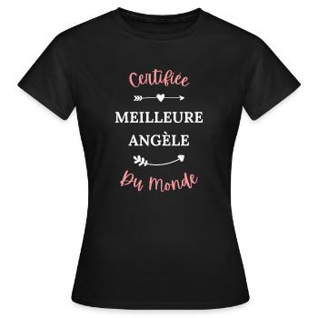 Certifié meilleur angèle du monde - T-shirt Femme - noir - Devant - AI Model Female 172 dark (172cm)