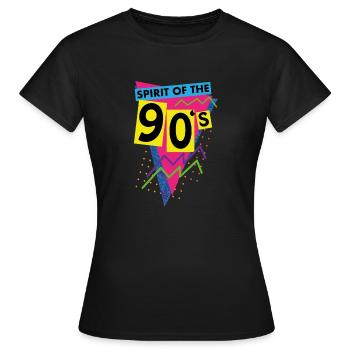 Spirit der Neunziger oder 90er Jahre in Neonfarben - Frauen T-Shirt - Schwarz - Vorne - AI Model Female 172 dark (172cm)