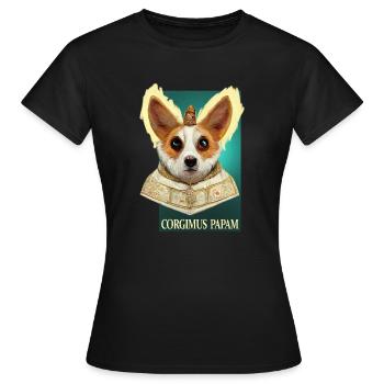 Pape Corgi - T-shirt Femme - noir - Devant - AI Model Female 172 dark (172cm)