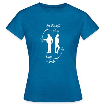 Bierbauch und Schwangerschaftsbauch - Dicker Bauch - Frauen T-Shirt - Antikblaues Saphir meliert - Vorne - AI Model Female 172 dark (172cm)