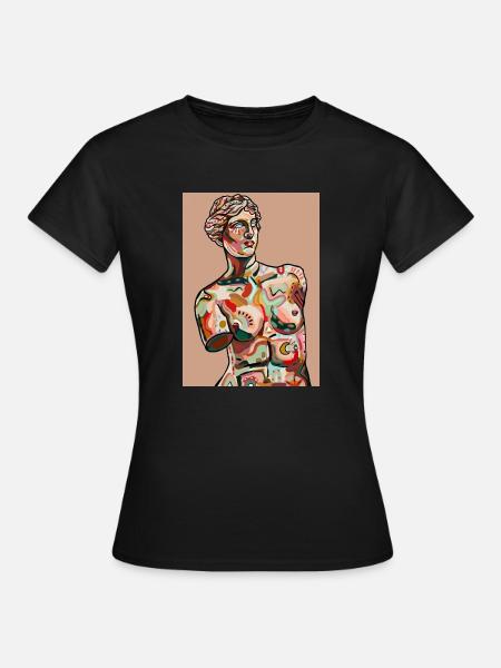 Venus mit Hintergrund - Frauen T-Shirt - Schwarz