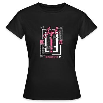 Just young be sprit of your self - T-shirt Femme - noir - Devant - AI Model Female 172 dark (172cm)