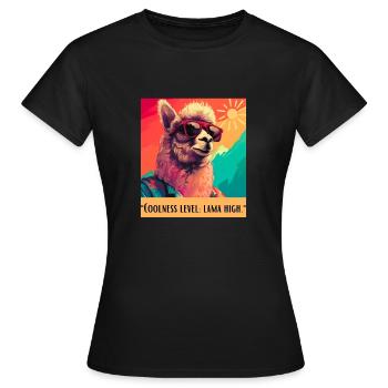 Coolness level lama high - Frauen T-Shirt - Schwarz - Vorne - AI Model Female 172 dark (172cm)