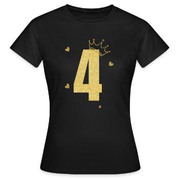 Goldene Krone zum 4-jährigen Jubiläum - Frauen T-Shirt - Schwarz - Vorne - AI Model Female 172 dark (172cm)