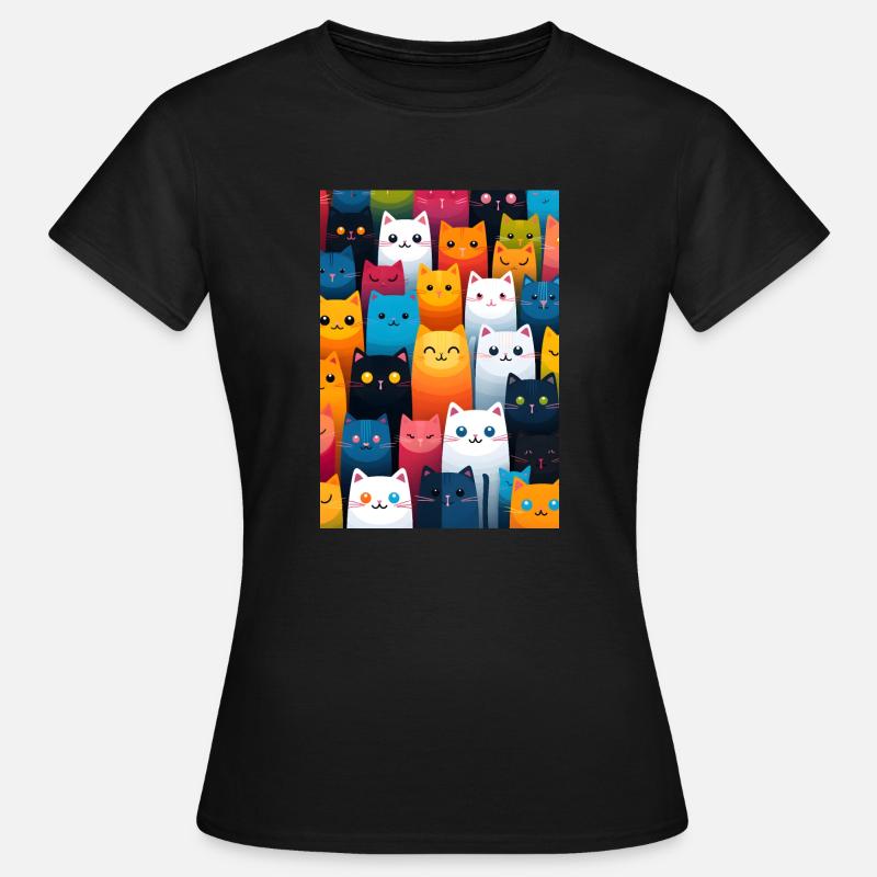 cat pattern - T-shirt Femme - noir