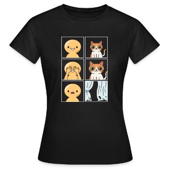 Katzen zerstörte Vorhänge Design für Katzenfans - Frauen T-Shirt - Schwarz - Vorne - AI Model Female 172 dark (172cm)