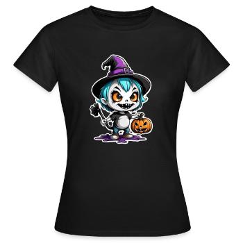 Halloween - Monster with Witch Hat - Women's T-Shirt - black - Front - AI Model Female 172 dark (172cm)
