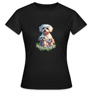 Chiens maltais - Groupe de chiens maltais - T-shirt Femme - noir - Devant - AI Model Female 172 dark (172cm)