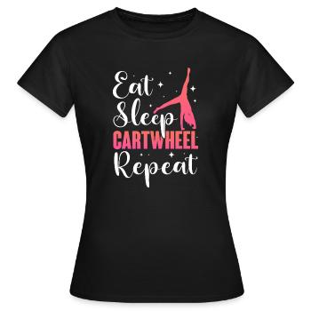 Manger Dormir Roue de charrette Répéter - T-shirt Femme - noir - Devant - AI Model Female 172 dark (172cm)