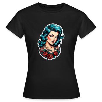 Rockabilly / Pin-up / Années 50 - T-shirt Femme - noir - Devant - AI Model Female 172 dark (172cm)