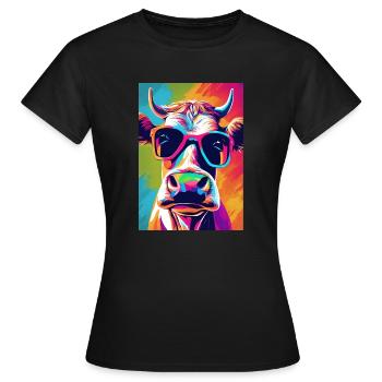 Vache à lunettes - T-shirt Femme - noir - Devant - AI Model Female 172 dark (172cm)