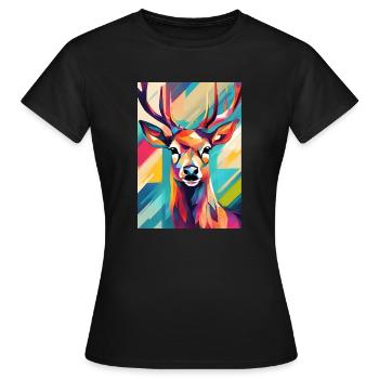 Tête de cerf colorée - T-shirt Femme - noir - Devant - AI Model Female 172 dark (172cm)