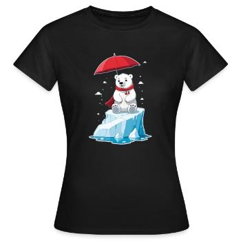 Eisbär, Eis & Sonnenschirm - Frauen T-Shirt - Schwarz - Vorne - AI Model Female 172 dark (172cm)
