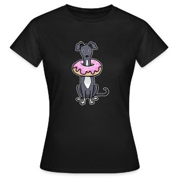 Dognut - Sighthound / Greyhound Dog Design - Women's T-Shirt - black - Front - AI Model Female 172 dark (172cm)