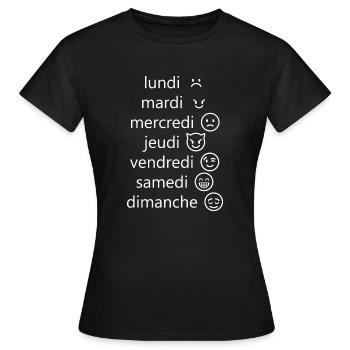 Montag, Dienstag...... - Frauen T-Shirt - Schwarz - Vorne - AI Model Female 172 dark (172cm)