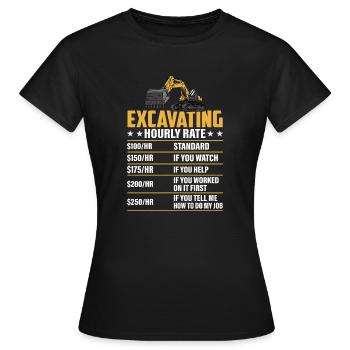 Excavation -Taux horaire- Opérateur d’excavatrice - T-shirt Femme - noir - Devant - AI Model Female 172 dark (172cm)