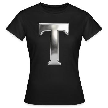 Chrome ,, T " Métallisé - T-shirt Femme - noir - Devant - AI Model Female 172 dark (172cm)