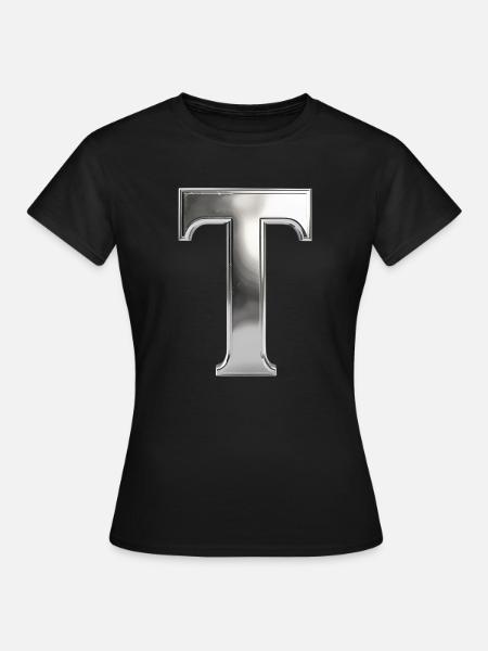 Chrome ,, T " Metallic - Frauen T-Shirt - Schwarz