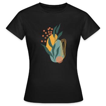 botanical wall art background - Frauen T-Shirt - Schwarz - Vorne - AI Model Female 172 dark (172cm)