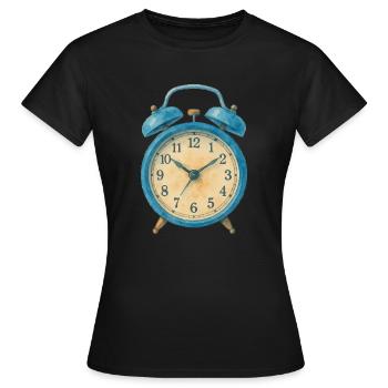 wecker uhr aquarell - Frauen T-Shirt - Schwarz - Vorne - AI Model Female 172 dark (172cm)