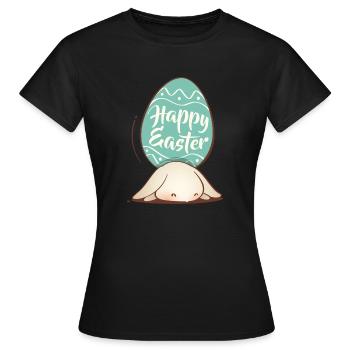 Doux lapin de Pâques avec oeuf coloré et lettrage - T-shirt Femme - noir - Devant - AI Model Female 172 dark (172cm)