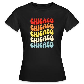 Chicago 70er Jahre Hippie - Frauen T-Shirt - Schwarz - Vorne - AI Model Female 172 dark (172cm)