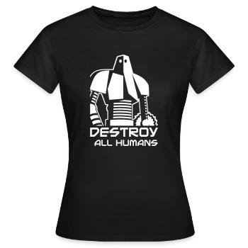 robot_destroy - Frauen T-Shirt - Schwarz - Vorne - AI Model Female 172 dark (172cm)