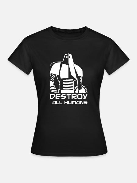 robot_destroy - Frauen T-Shirt - Schwarz