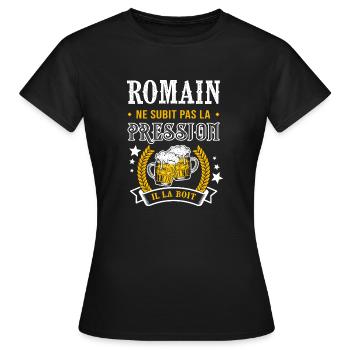 Romain bière romain cadeau Romainc fêtes - T-shirt Femme - noir - Devant - AI Model Female 172 dark (172cm)