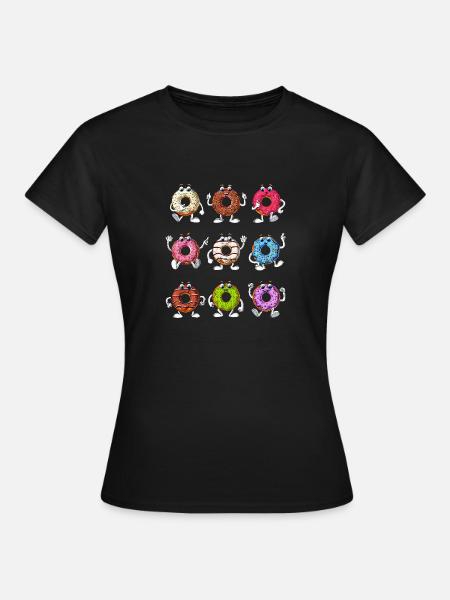 Lustige Donuts - Frauen T-Shirt - Schwarz
