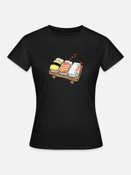 Sushi Rollen schlafen süßes japanisches Motiv Cool - Frauen T-Shirt - Schwarz