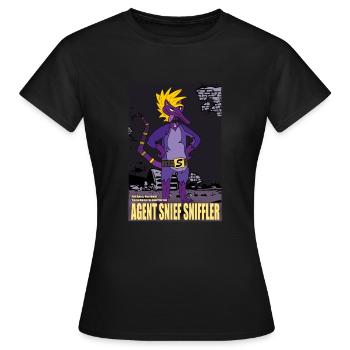 Snief Sniffler Coati Secret Agent - T-shirt Femme - noir - Devant - AI Model Female 172 dark (172cm)