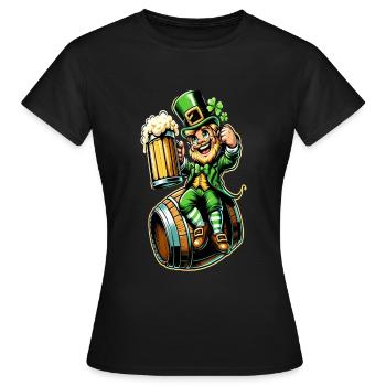 Bierfass-Leprechaun (Irischer Kobold) - Frauen T-Shirt - Schwarz - Vorne - AI Model Female 172 dark (172cm)
