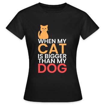 mon chat est plus gros que les chiens - T-shirt Femme - noir - Devant - AI Model Female 172 dark (172cm)